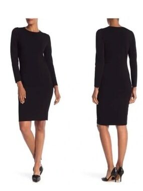 Vince 3/4 Sleeve Boucle Sheath Dress Crimson Black Large